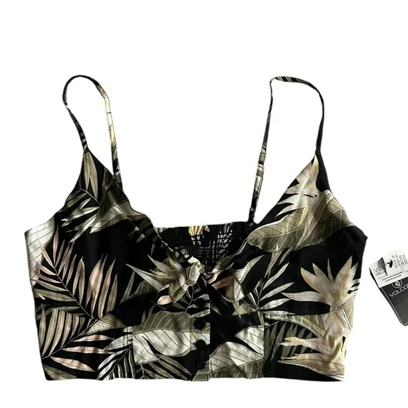 Volcom Gen Wow black floral cropped tank - Picture 2 of 11